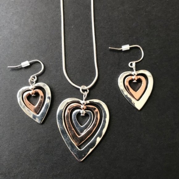 Heart Pendant Necklace Earrings Set New Valentine Love Romance Mom Birt… - Picture 1 of 8